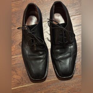 Johnson& Murphy Black Leather Oxford Shoes with Square Toe